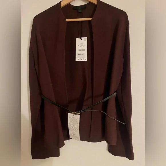 Zara Elegant Brown Knitted Women's Jacket - Picture 5 of 10